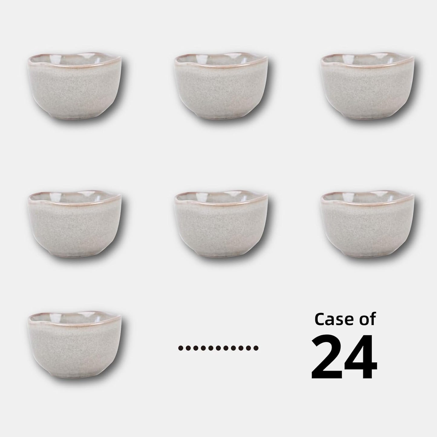 Organic Shape Restaurant Bouillon Cup 9oz, Commerical Grade Catering Stoneware Dip Bowls in Ir-regular Organic Shape, Chip & Scratch Resistant, Glossy Reactive Glaze Grey, Case of 24