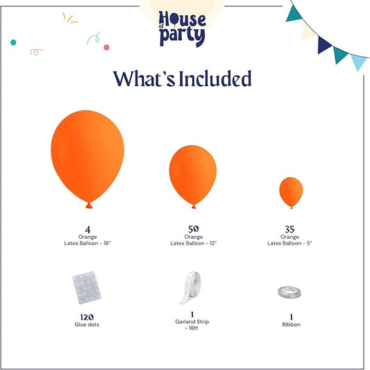 HOUSE OF PARTY Orange Balloon Garland Kit - Burnt Orange Balloons Arch Kit | 5/12/18 Inch Halloween Balloons for Birthday Party Decorations Party Supplies