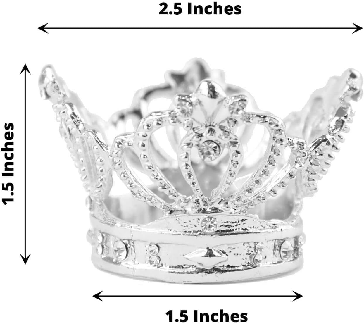 Efavormart 4 Pack | Silver Metal Crown Rhinestone Napkin Rings, Royal Bling Napkin Holders