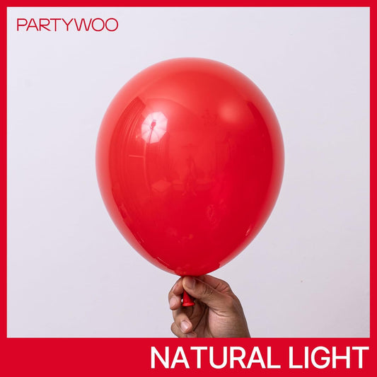 PartyWoo Red Balloons 100 pcs Different Sizes of 18 12 10 5 Inch Matte Red Latex Balloon Arch Kit Garland for Valentine's Day Graduation Memorial Day Christmas Birthday Party Decorations Red-Y57