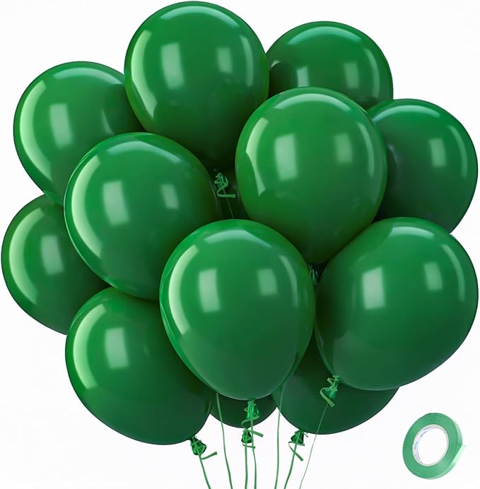 Patimate Dark Green Balloons - 100pcs 12 Inch Forest Green Latex Party Balloons for Christmas Jungle Football Tropical Safari Wedding Graduation Birthday Party Decorations