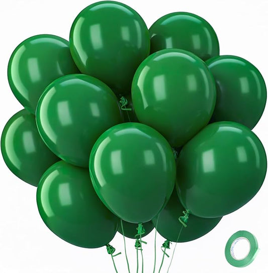 Patimate Dark Green Balloons - 100pcs 12 Inch Forest Green Latex Party Balloons for Christmas Jungle Football Tropical Safari Wedding Graduation Birthday Party Decorations