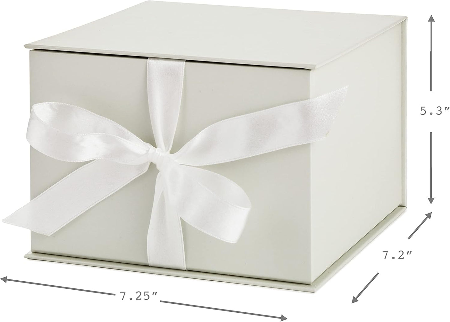 Hallmark Medium Gift Box with Lid and Shredded Paper Fill (Grey White 7 inch Box) for Weddings, Bridal Showers, Graduations, Birthdays, Bridesmaids Gifts, All Occasion
