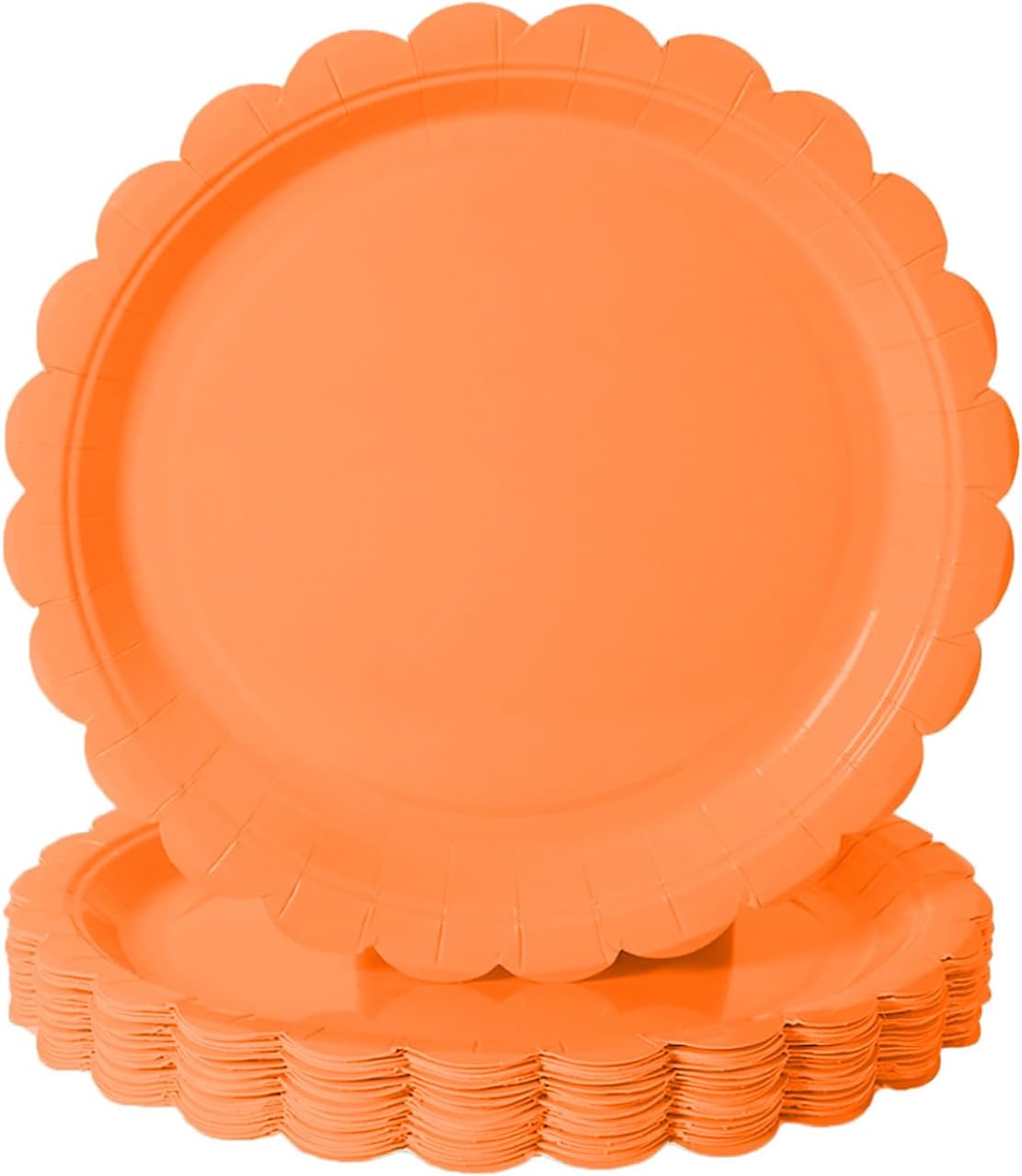 BEFORYOU 50PCS Scalloped Disposable Paper Plates Dessert Cake Party Plates for Baby Shower, Wedding,Bridal Shower Birthday Party Supplies (Orange, 7IN)