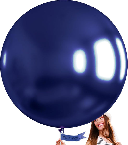 PartyWoo Navy Blue Balloons 4 pcs 36 Inch Extra Large Big Jumbo Giant Matte Dark Blue Latex Balloons for Graduation New Year Weddings Father's Day Baby Shower Birthday Party Decorations Blue-Y72