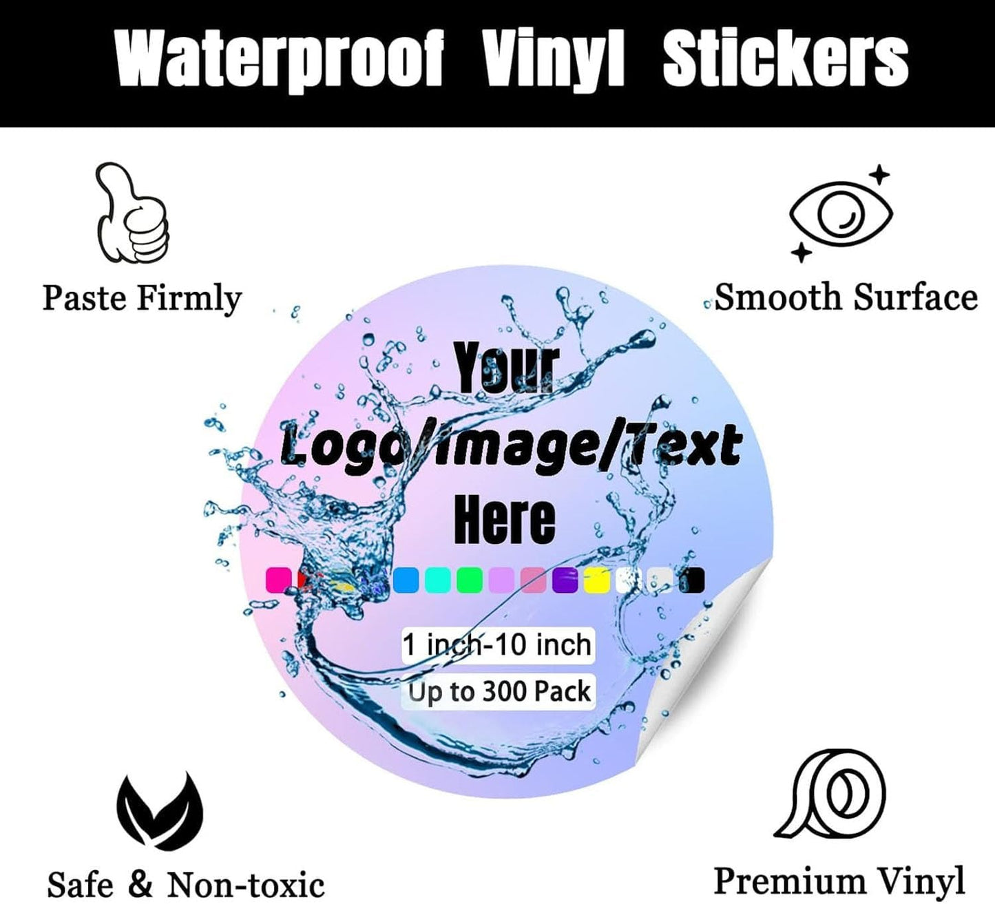 Custom Stickers for Weddings, Birthdays & Businesses - Personalized Labels with Your Logo - Waterproof, Fade and Heat Resistant - Pack of 100-1000 (Wreath P, 3 Inch)