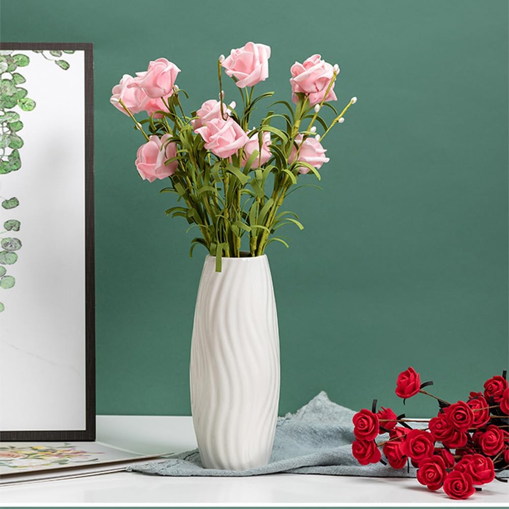 Ceramic Vase, 8" H, Artistic Flower Vase Classic Style for Fireplace Bedroom Kitchen Living Room Centerpieces Office Desk, Fit for Holding Dried Flowers, Artificial Flowers, Floral Arrangement