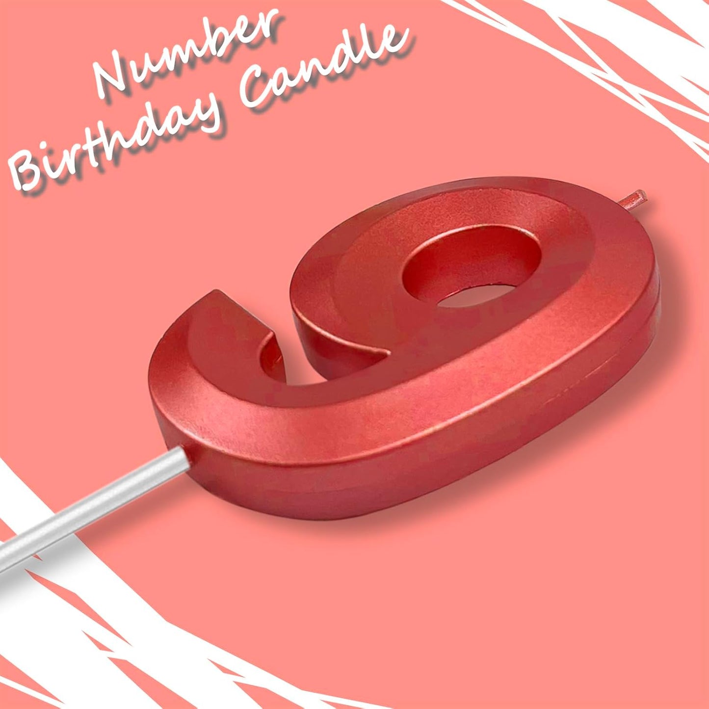 Red Number 9 Candles, 3D Diamond 2.76 Inch Cake Topper Birthday Candles for Wedding Anniversary Cake Decorations, Happy Birthday Party Decorations