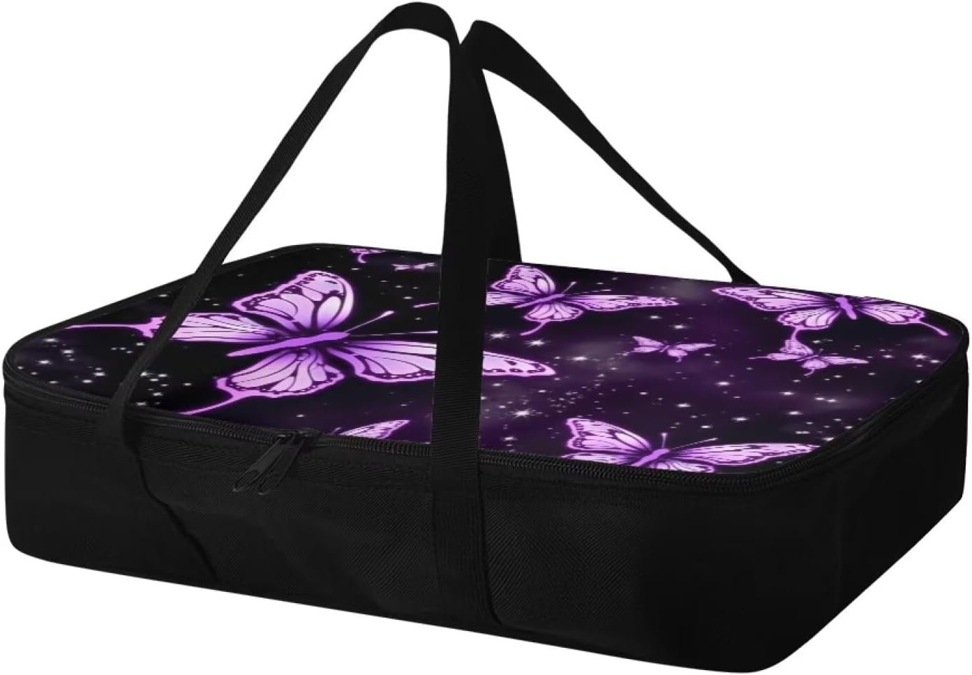 Purple Butterfly Insulated Casserole Carriers for Hot or Cold Food Casserole Dish Carrying Case with Heat Resistant Lining Reusable Food Carrier for Parties Travel Potluck