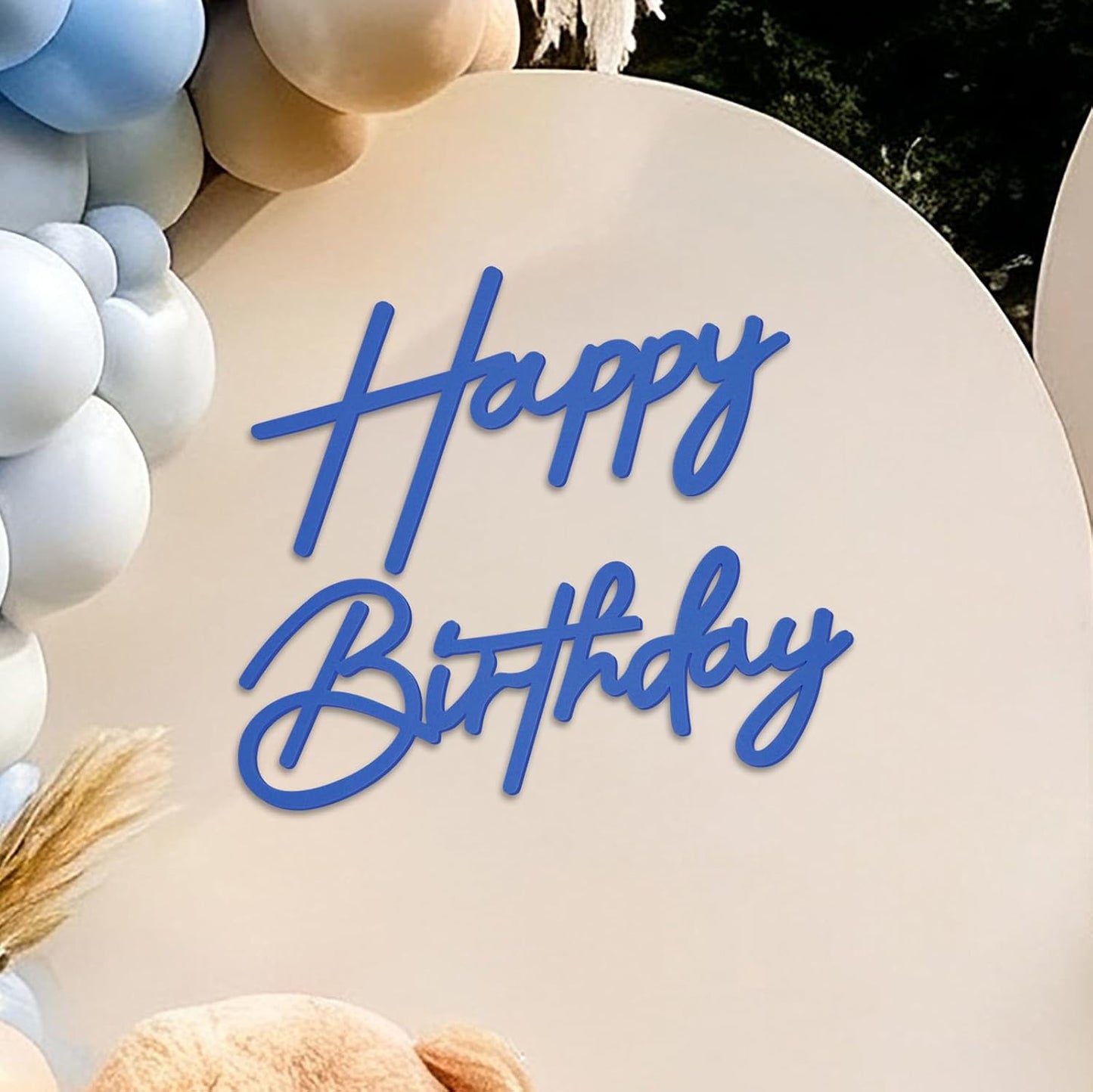 Happy Birthday Sign for Arch Backdrop - Felt Happy Birthday Letters Banner & Sign for Girls, Boys & Adults' Birthday Party Balloon Arch Decorations (Blue)