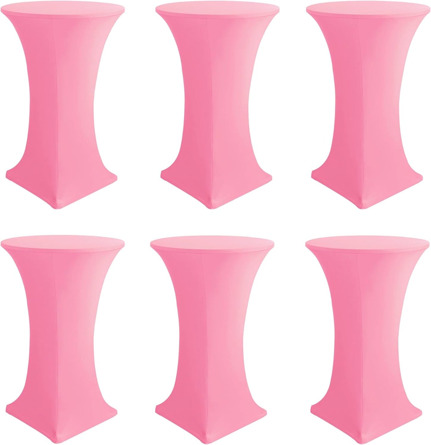 Cocktail Table Covers-Spandex Round High Top Table Cloths 6 Pack 32x43 Inch-Pink Stretch Fitted Bar Tall Tablecloth for Pub Bistro Highboy Party Event Banquet Height Folding Satnding Tables