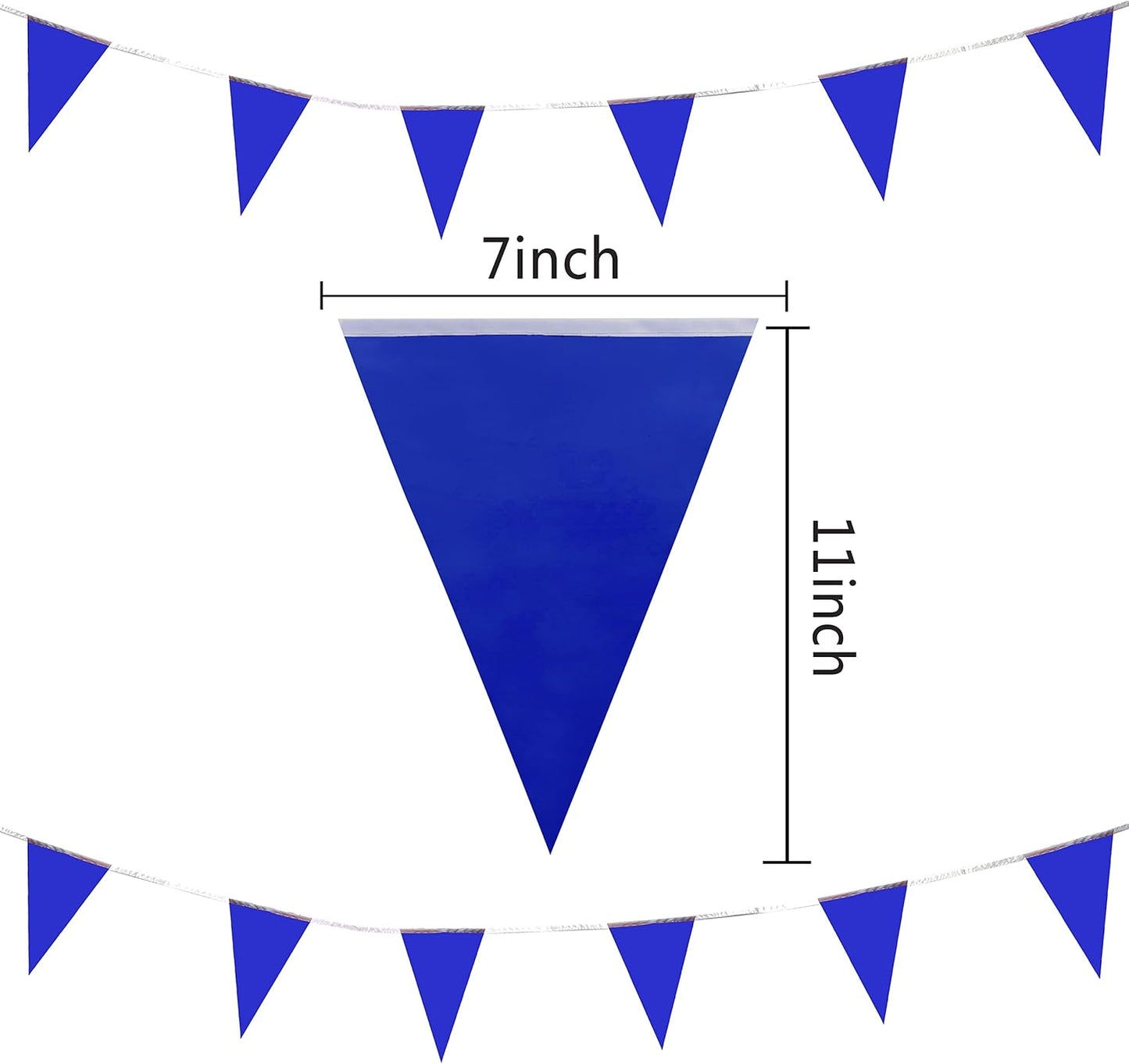 100 Feet Blue Pennant Banners Flags String Hanging Triangle Bunting Flags,Party Decorations for Grand Opening,Kids Birthday,Carnival,60 PCS