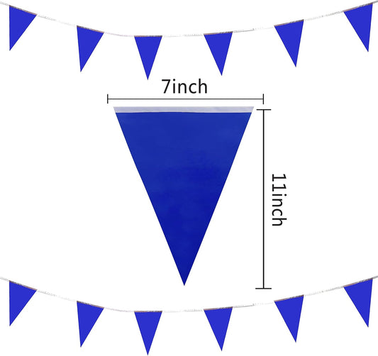 100 Feet Blue Pennant Banners Flags String Hanging Triangle Bunting Flags,Party Decorations for Grand Opening,Kids Birthday,Carnival,60 PCS