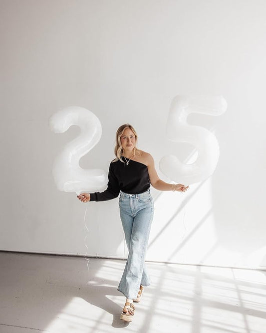 White 7 Balloon, Translucent Number Balloons 40 Inch, 7th Birthday Decorations for Kids Girls Boys, White Party Decoration for Women Men, Number 7 Balloon