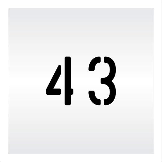 Pavement, Curb, and WheelStop Stencils - 4 inch Double Number Stencil - (43) - 4" x 5.5" x 1/16" (63 mil) - Light-Duty