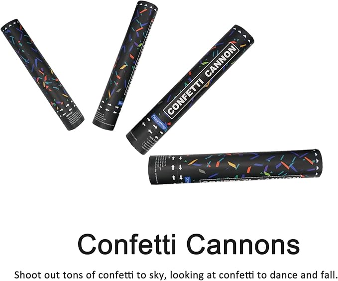 Biodegradable Confetti Cannon Party Poppers - 5 Pack Party Poppers Confetti Shooters for Birthday Graduation Wedding New Years Eve Celebration Office Prank, Large Confetti Cannon