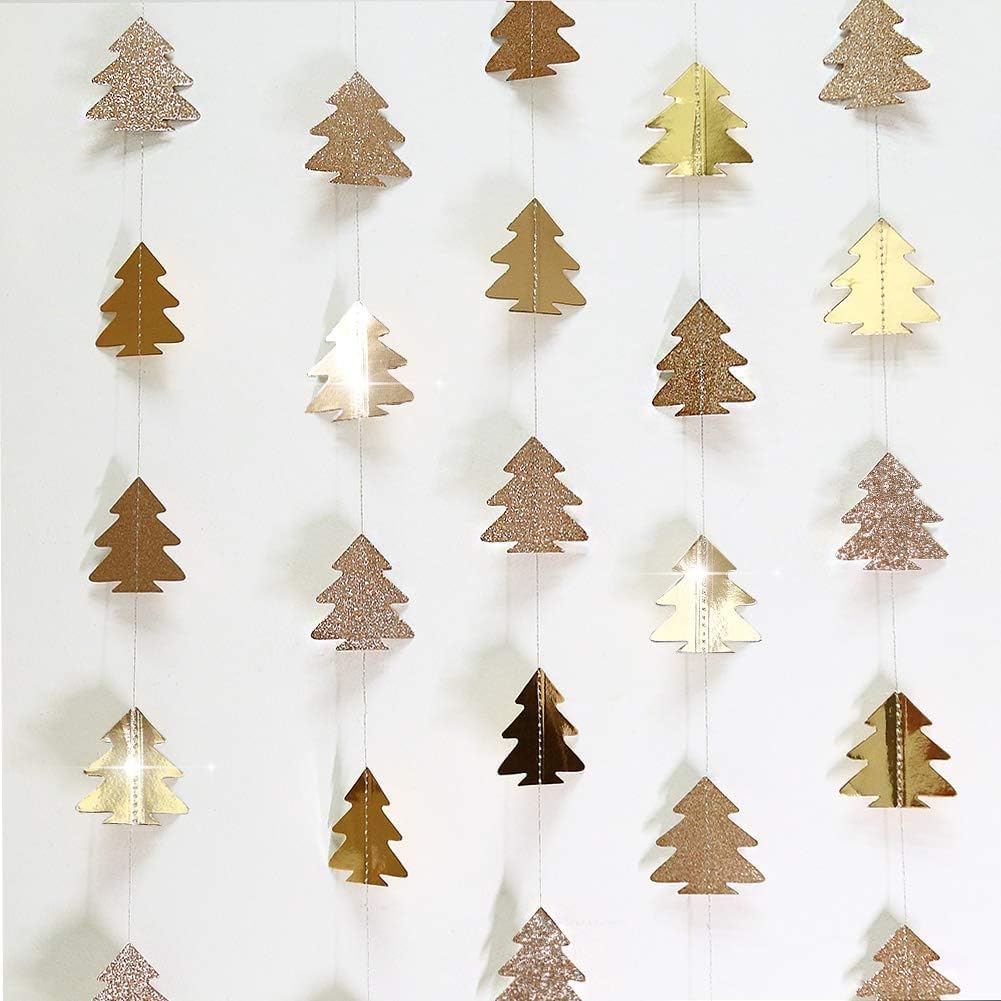 Cheerland Champagne Gold Tree Garland for Woodland Theme Party Decoration Xmas Christmas Hanging Streamer Backdrop Tree Garland Decor for Birthday Party Baby Shower Christmas New Year Decorations