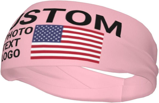 Custom Sports Headband Sweatband Bandana Add Your Photo Logo Text Number, Bulk Customized Unisex Sports Moisture Wicking Breathable Elastic