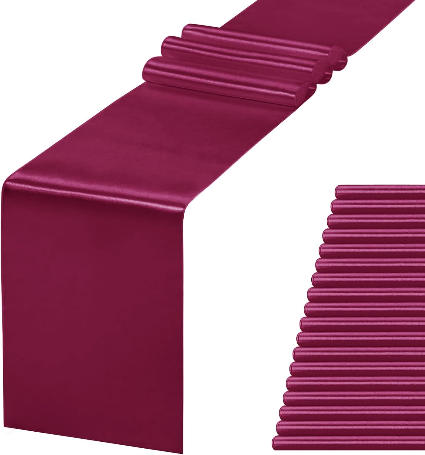 20 Pack Satin Table Runner 12 X 108 Inch Silk Table Runner for Party,Wedding, Birthday, Banquets,Decoration(Burgundy)