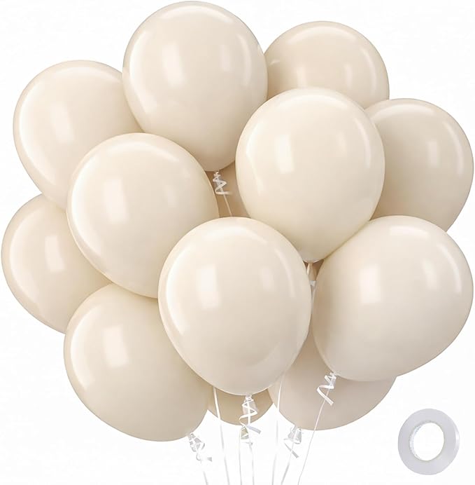 Sand White Balloons 100 Pack 12 Inch White Sand Latex Party Boho Balloons for Baby Shower Birthday Wedding Gender Reveal Graduation Anniversary Engagement Bridal Shower Party Decorations