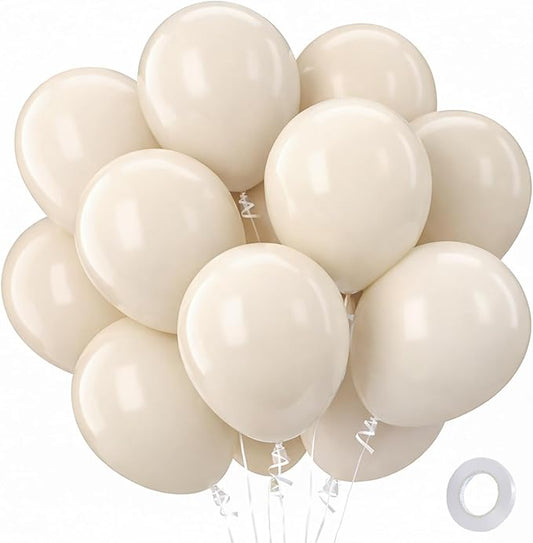 Sand White Balloons 100 Pack 12 Inch White Sand Latex Party Boho Balloons for Baby Shower Birthday Wedding Gender Reveal Graduation Anniversary Engagement Bridal Shower Party Decorations