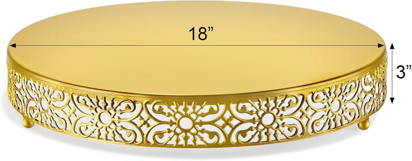 Wenqik 18 Inch Gold Cake Stand Metal Round Cake Stands Set Dessert Display Cupcake Stands Plates for Wedding Brithday Party Celebration