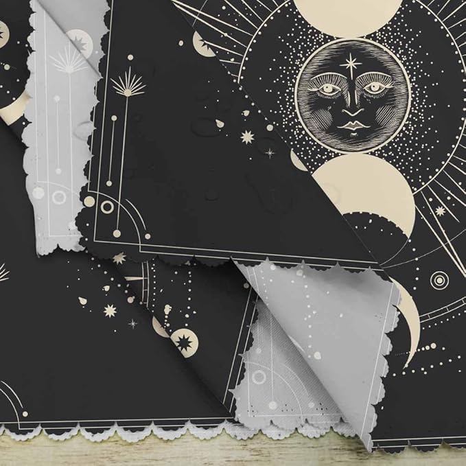 Moon Sun Cloth Table Napkins Set of 4 Star Galaxy Moonlight Esoteric Astrology Science Polyester Washable Decoration Dinner Napkins for Kitchen 18 x 18 inch