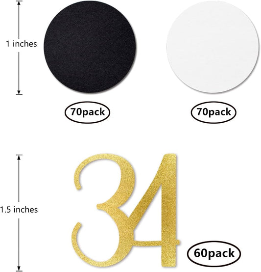 Gold Glitter 34 Confetti, 34th Birthday Number Confetti, 200pcs Anniversary Party Table Decoration Supplies