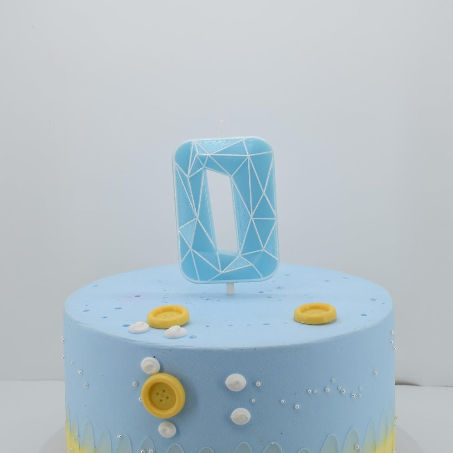 DERVENTA Birthday Candle Big Number 3D Macaron Blue 3.7 inch Party Celebration Anniversary Decoration Cake Topper 1 Piece (Number 0 Macaron Blue)