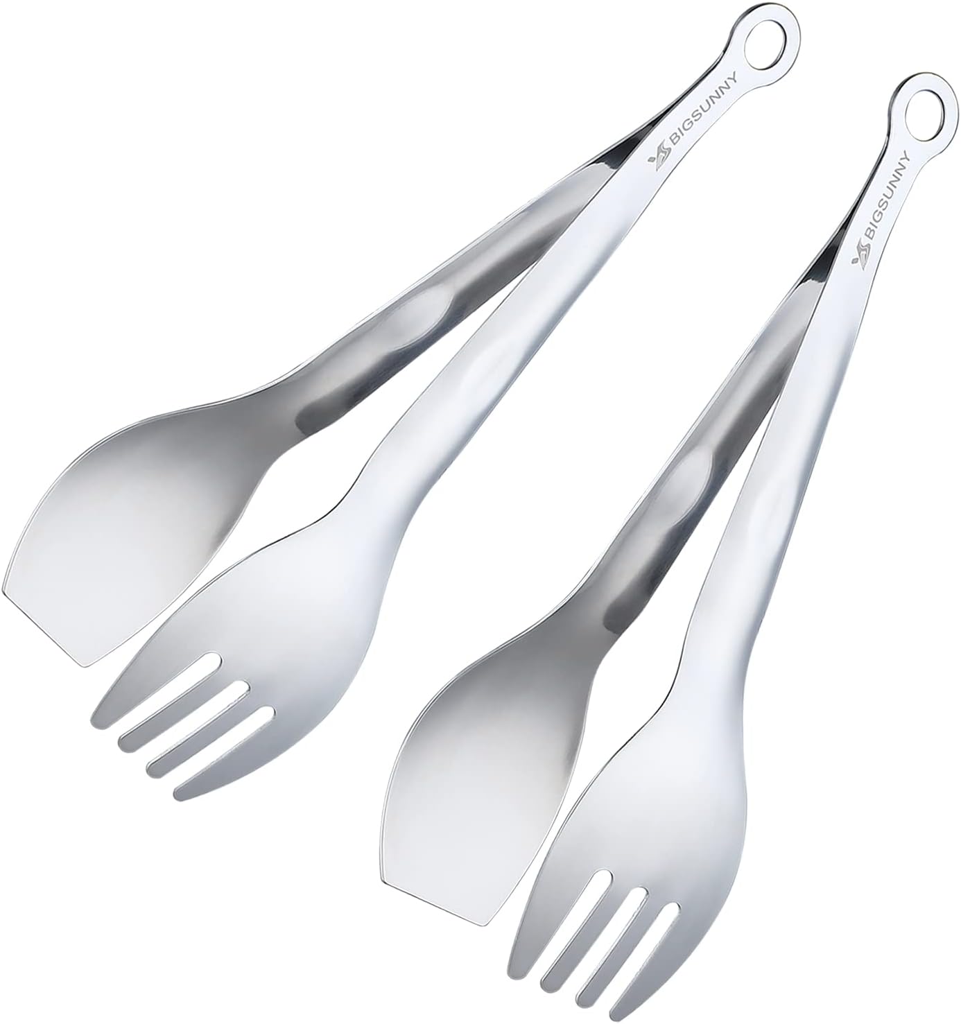 MSY BIGSUNNY 9 Inch Serving Tongs, Stainless Steel Metal Tongs for Cooking, Barbecue, Grilling, Buffet - Set of 2, Silver