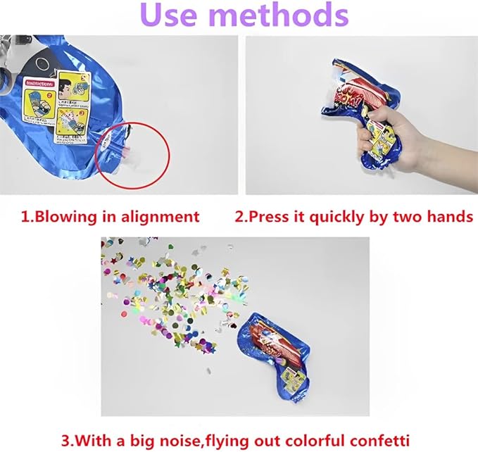 Inflatable Fireworks Gun,Party Toys Confetti Fireworks Handheld Confetti Poppers Multicolor with Novelty Design Party Supplies for New Year Birthday Christmas Wedding Graduation (24PCS confetti gun)