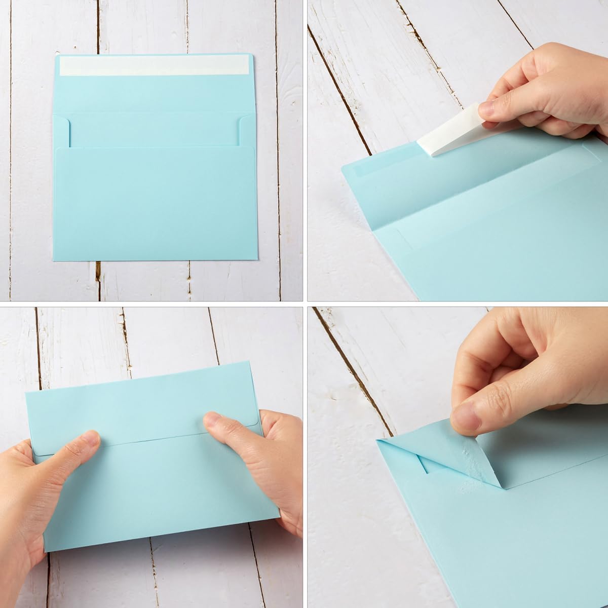 50 Pack 5 x 7 Envelopes Colored Self Seal for Wedding, Party Invitations, Greeting Cards, Announcements, Photos, 5.24 x 7.21 Inches (Light Blue)