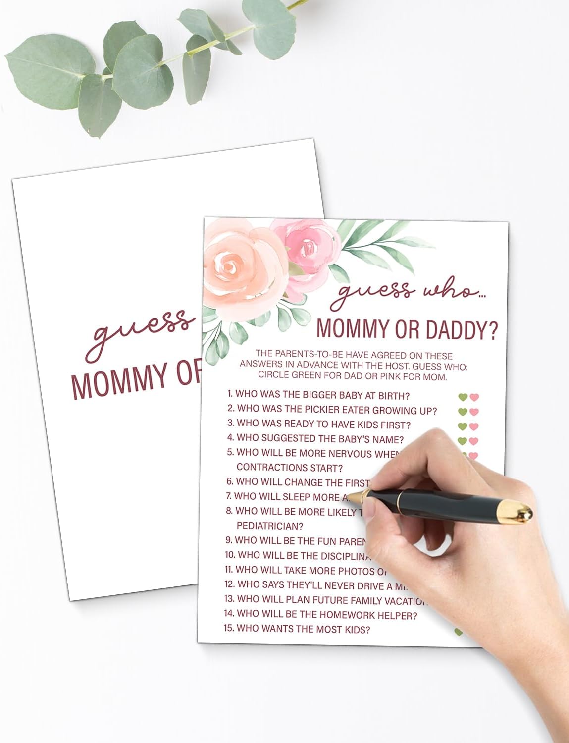Guess Who Mommy or Daddy Baby Shower Game - 20 Floral Guess Who Game Cards - Baby Shower Games for Girl - Gender Reveal Games