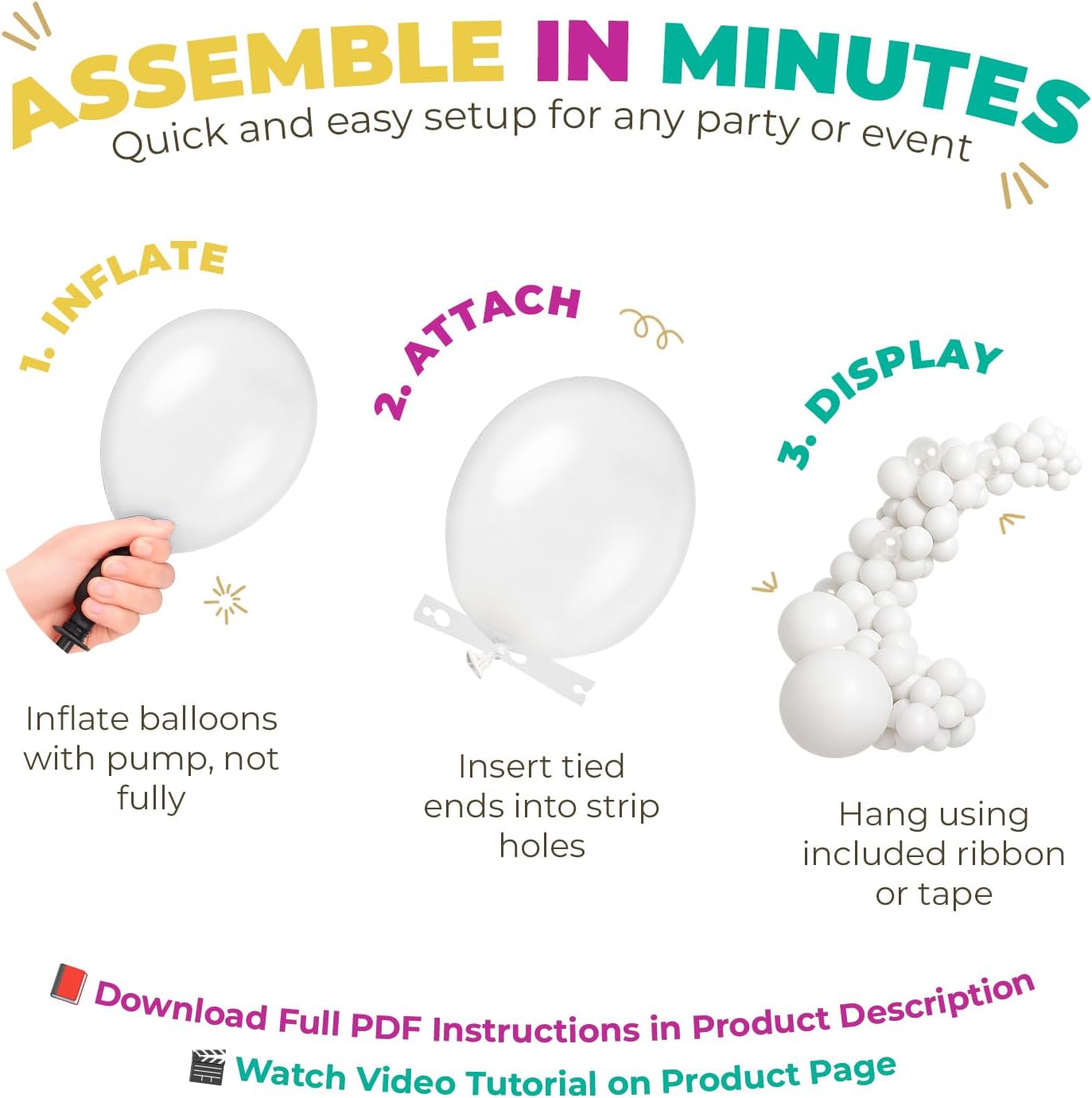 Balloon Garland Arch Kit – 146 Pcs Hot Pink, Metallic Purple, Purple, Cream Beige, Yellow & Confetti Balloons for Baby Shower, Birthday, Gender Reveal, Wedding Party – DIY Kit by Vellax™