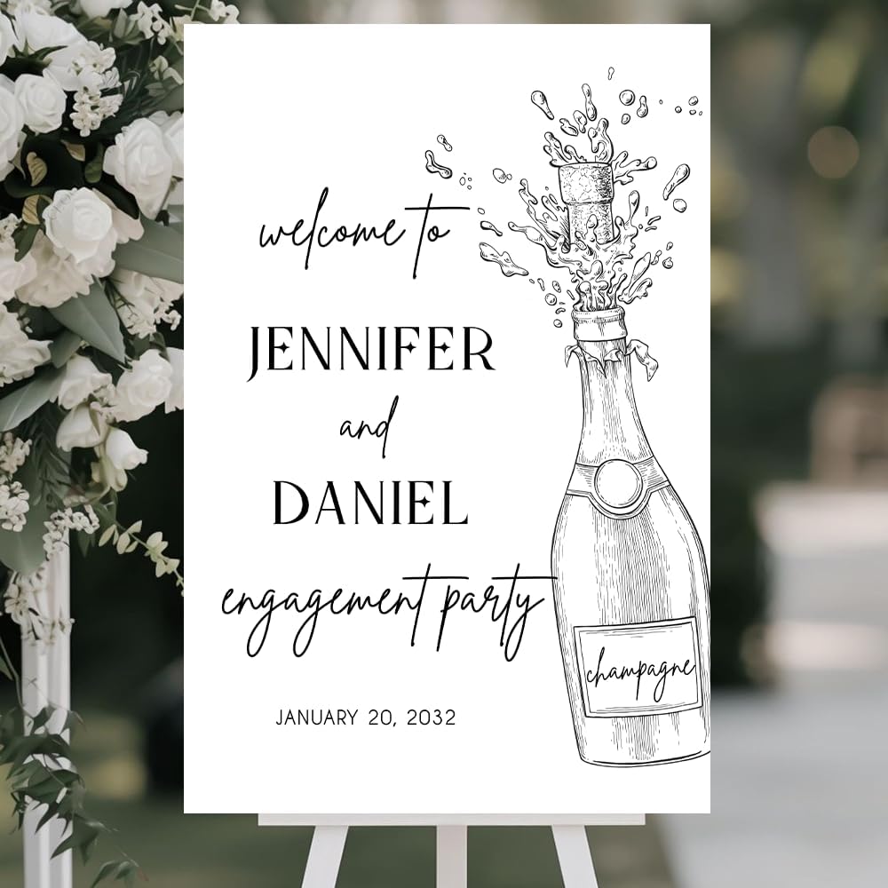 Personalized Engagement Welcome Sign – Minimalist Engagement Party Yard Sign – We’re Engaged Signs – Engagement Party Decorations for Couple - She Said Yes! (Version 11)