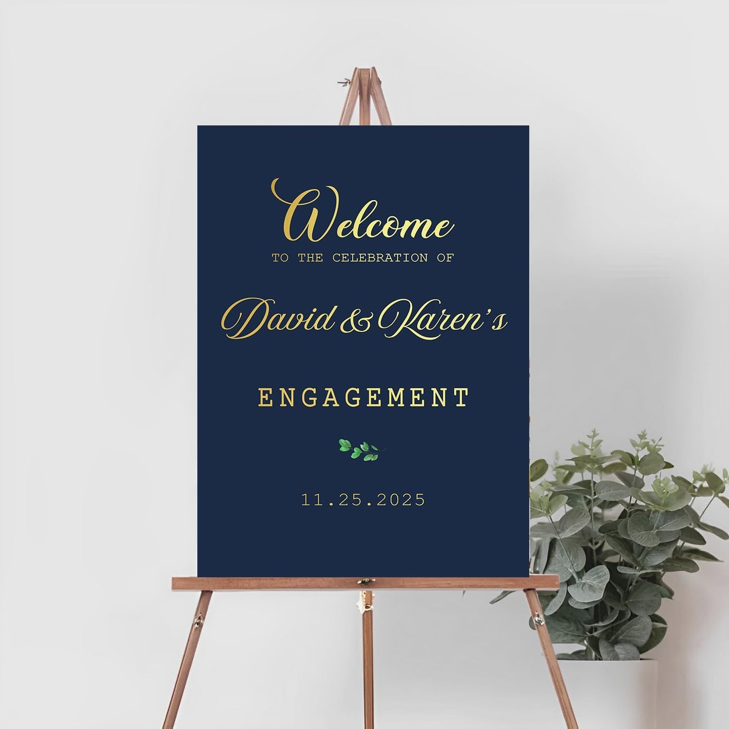 Engagement Welcome Sign, Greenery Engagement Decorations - Classy Party Table Decor