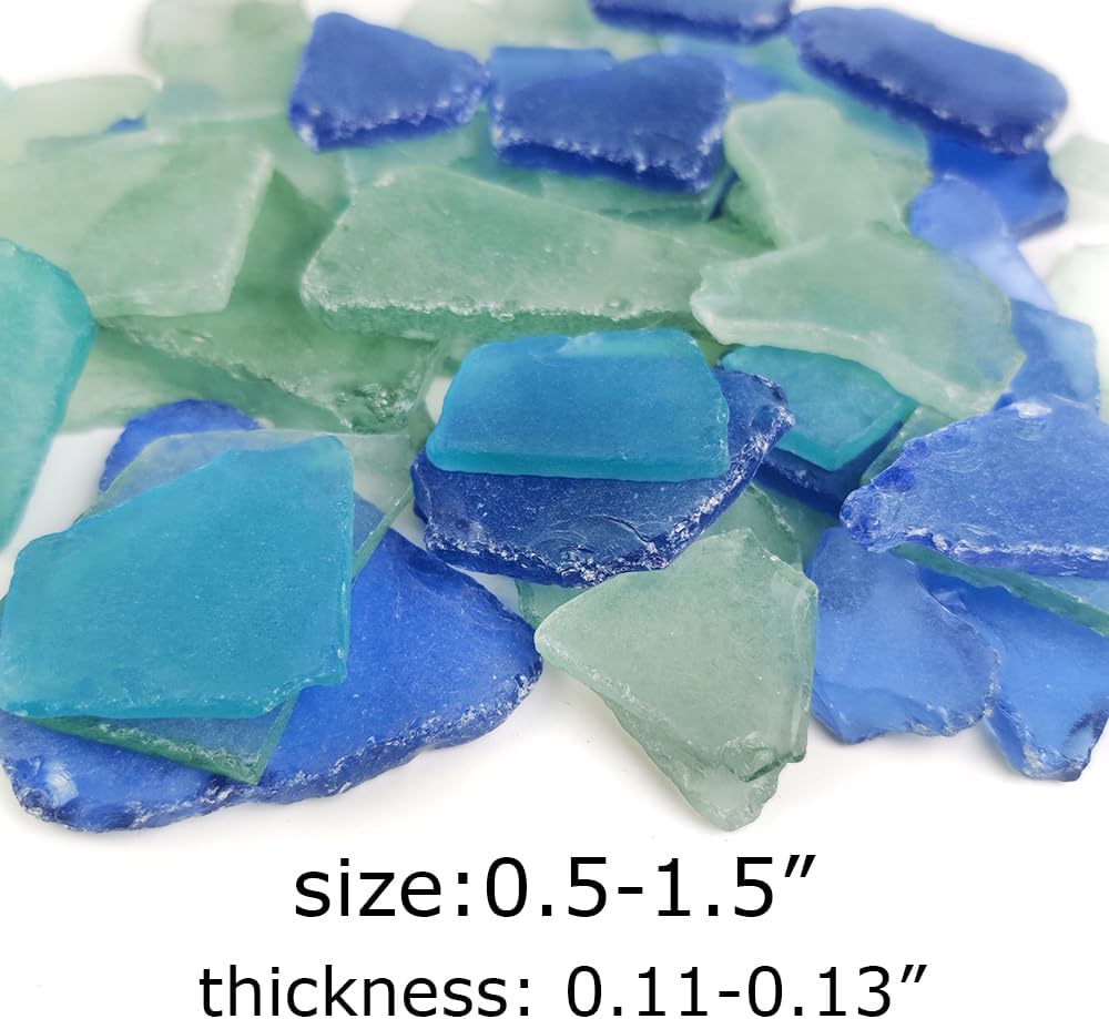 HappyFiller Bulk Tumbled Sea Glass for Crafts,15 OZ Beach Glass Pieces 0.5-1.5" for Resin Art,Mosaic Tiles,Vase Fillers,Costal Home Decor,Nautical Wedding Decorations–Smooth,Flat,Frosted,Multi-Color
