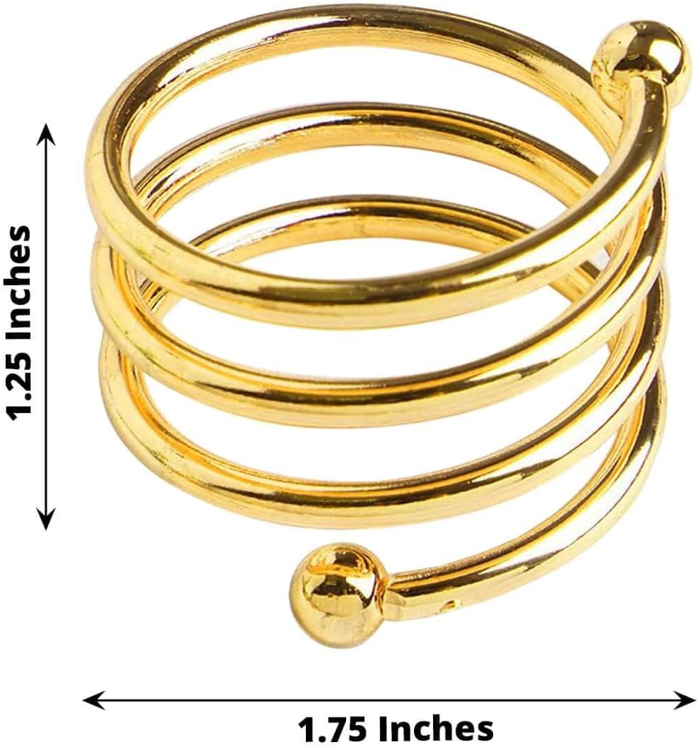 Efavormart Enticing Gold Plated Aluminum Napkin Rings for Place Settings Wedding Receptions Dinner or Holiday Parties - 4/pk