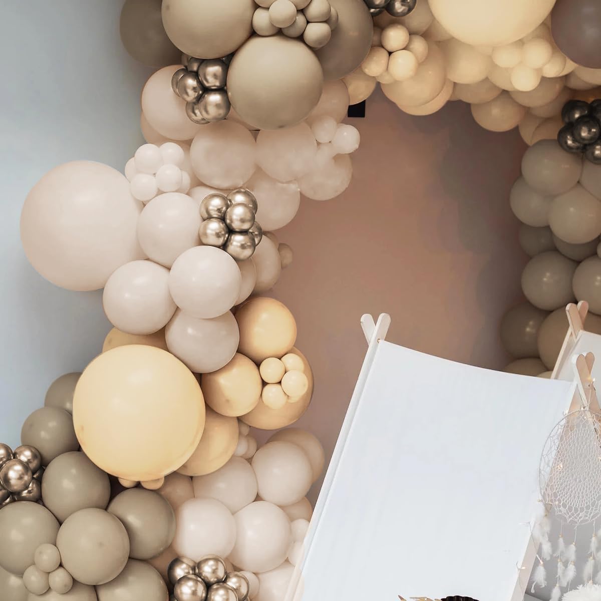 Boho Ballon Arch Kit, 160Pcs Pastel Orange Nude Brown Metallic Champagne Gold Balloons Garland for Birthday Bridal Baby Shower Wedding Party Decorations