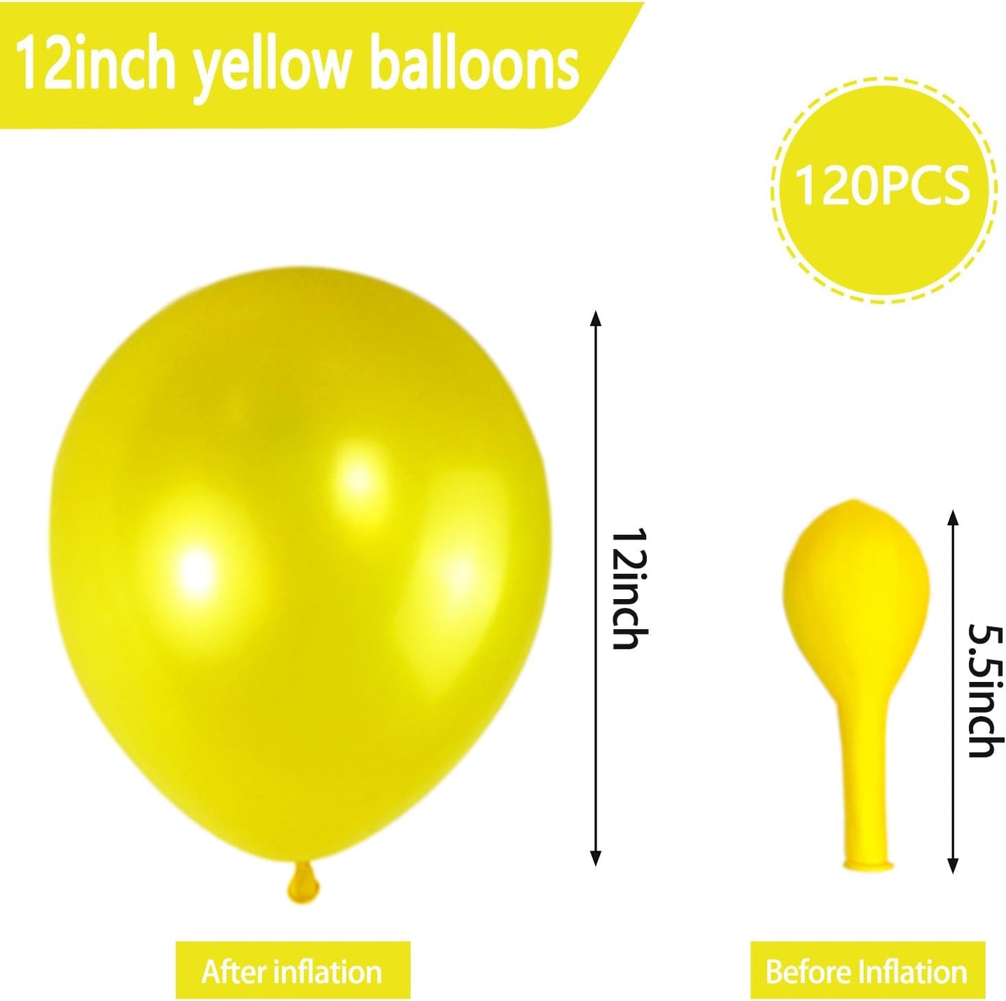 120 Pack Pearl Yellow Balloons, Bright 12 inch Royal Yellow Latex Party Balloons for Birthday Wedding Baby Shower Halloween.