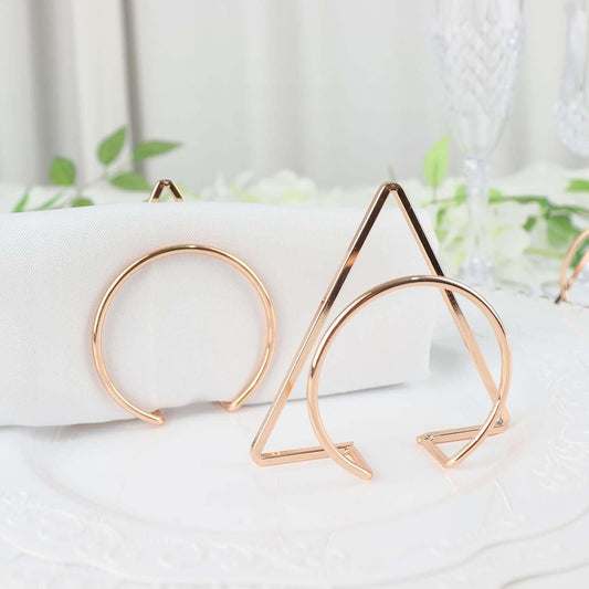 Efavormart 4 Pack | Gold Geometric Metal Napkin Rings, Modern Nordic Napkin Holder Stands