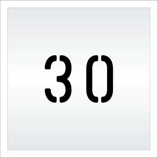 Pavement, Curb, and WheelStop Stencils - 4 inch Double Number Stencil - (30) - 4" x 5.5" x 1/8" (128 mil) - Pro-Grade