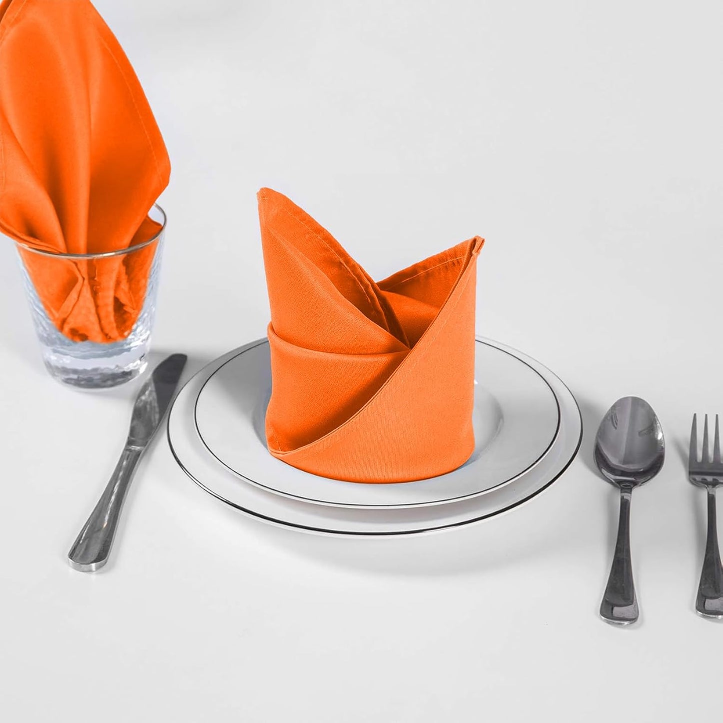 Cupuamon Cloth Napkins 17x17 inch Washable Polyester Dinner Napkins Soft Table Napkins for Wedding Party Dining Banquet(Orange,100PCS)