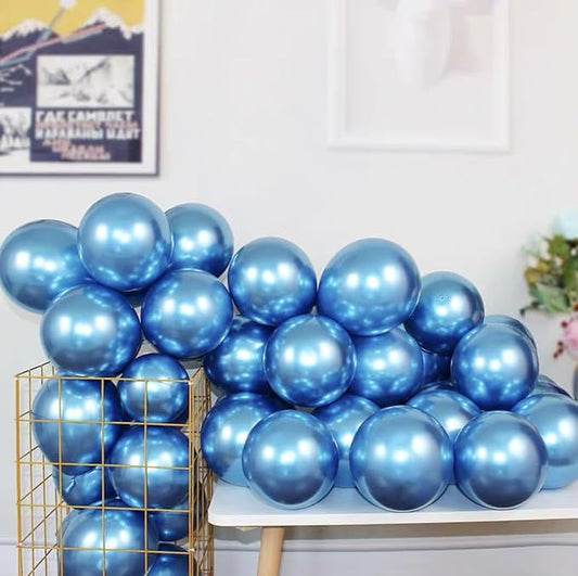 50 Pcs 12 Inch Metallic Blue Balloons, Chrome Blue Latex Balloons for Party Decorations, Shiny Royal Blue Balloons for Boys Birthday, Baby Shower, Graduation, Wedding, Anniversary