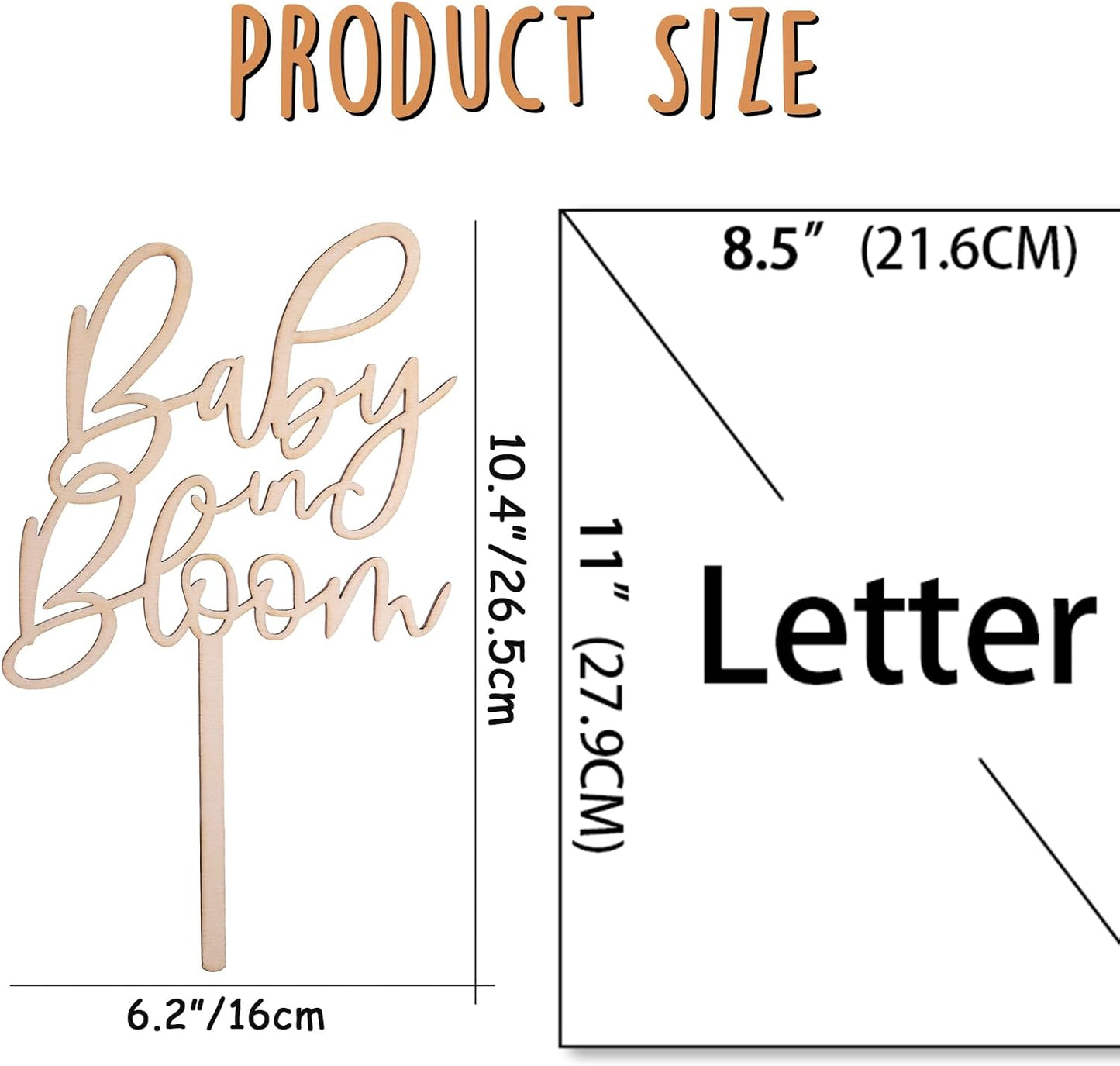 Baby in Bloom Wooden Cake Topper - Baby Shower Wood Cake Topper Decorations, Gender Reveal Party Cake Décor