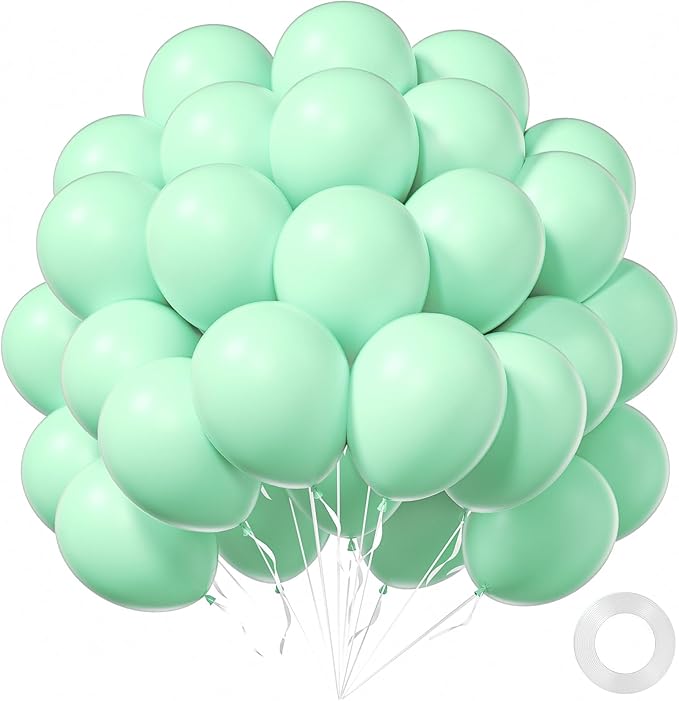 Mint Green Balloons 12inch, Mint Latex Balloon 50pcs Party Balloons for Wedding Baby Shower Birthday Party Decorations