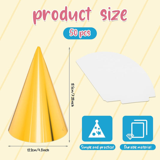 24 PCS Party Cone Hats DIY Birthday Paper Cone Hats for Kids and Adults Birthday, Baby Shower, Bridal Shower