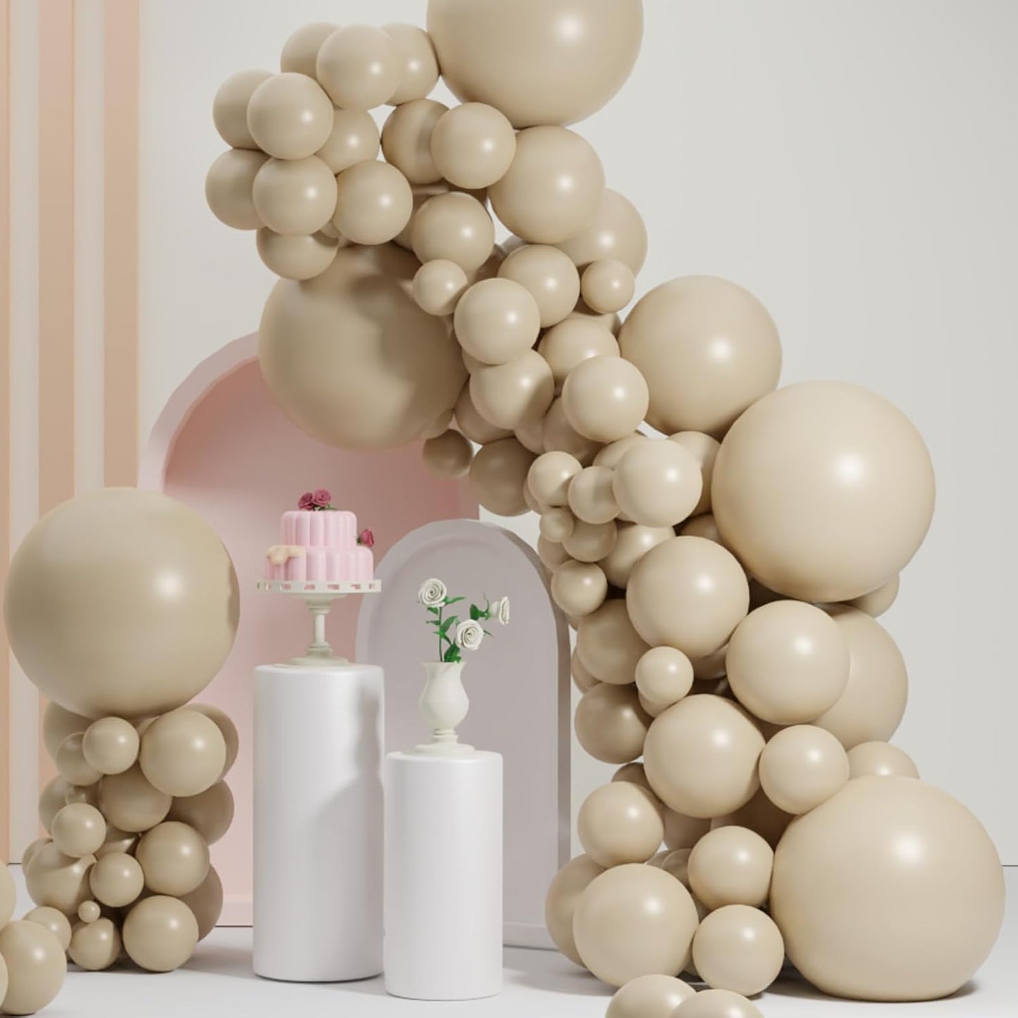 Pale Brown Balloons, Scmdoti Misty Brown Balloons Different Sizes 18 12 10 5 Inches, Tan Balloon Garland Arch for Birthday Baby Shower Graduation Wedding Anniversary Party Decorations(MistyBrown)