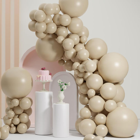 Pale Brown Balloons, Scmdoti Misty Brown Balloons Different Sizes 18 12 10 5 Inches, Tan Balloon Garland Arch for Birthday Baby Shower Graduation Wedding Anniversary Party Decorations(MistyBrown)