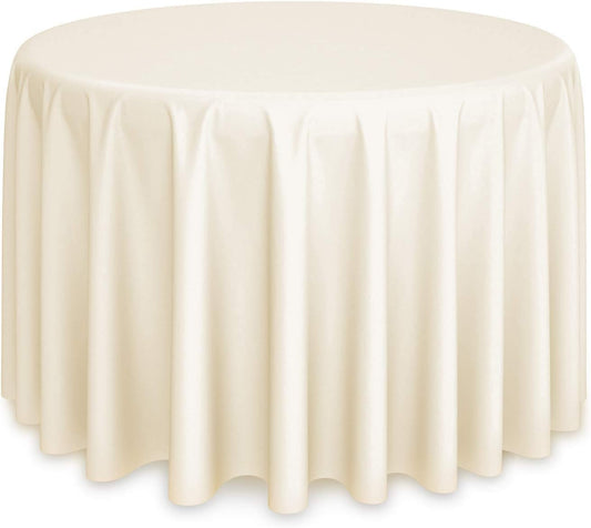 Lann's Linens - 108" Round Premium Tablecloth for Wedding/Banquet/Restaurant - Polyester Fabric Table Cloth - Ivory